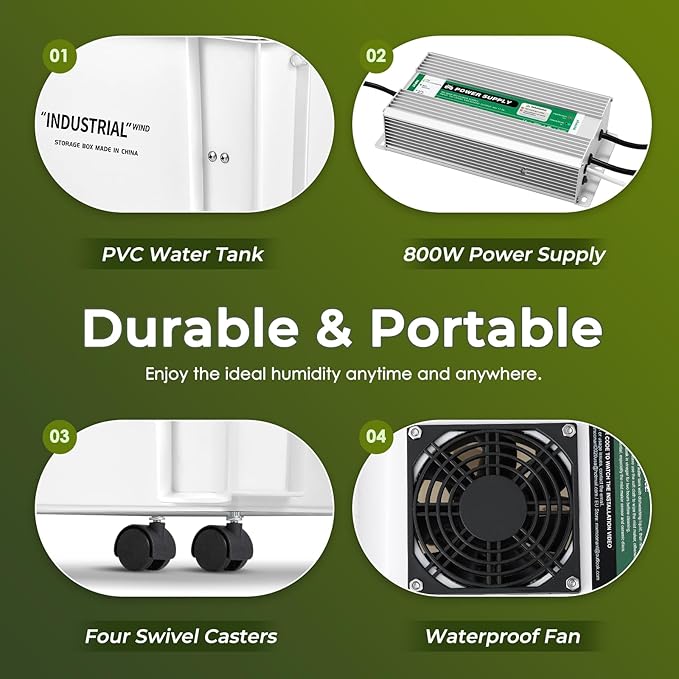 Mxmoonant 20kg/H Ultrasonic Mist Maker DIY Humidifier Kit, Adjustable Mist Volume | Automatic Water Filling | Humidity Controller Cool Mist Humidifier for Mushroom Growing, Greenhouses 110V