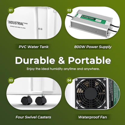 Mxmoonant 20kg/H Ultrasonic Mist Maker DIY Humidifier Kit, Adjustable Mist Volume | Automatic Water Filling | Humidity Controller Cool Mist Humidifier for Mushroom Growing, Greenhouses 110V