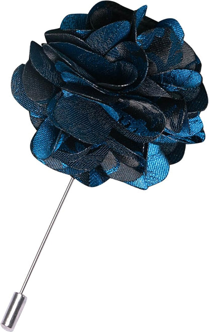 JEMYGINS Mens Floral Tie and Lapel Pin Necktie Pocket Square and Tie Clip with Sets for Business Casual 4PCS
