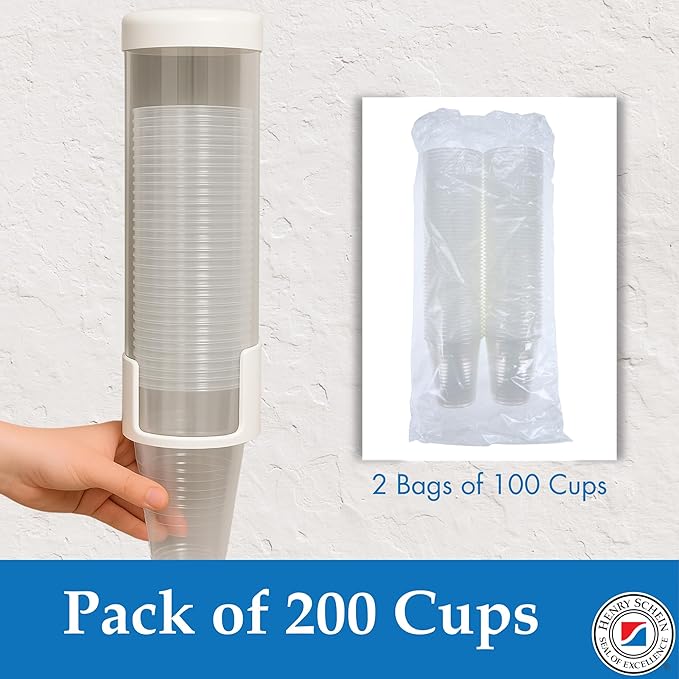 Henry Schein Disposable Cups, 5 oz, Clear (200 Count) – Dental Rinse Cups, Double-Coated for Durability, Latex-Free, Embossed Grip, Ideal for Medical, Office, and Event Use