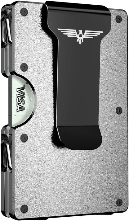 Upgraded Hinged Minimalist Wallet for Men | Slim Metal RFID Blocking Wallet | Credit Card Holder & Money Clip Holds 20 Cards | Premium Scratch-Resistant Finish | Ideal Gift for Men
