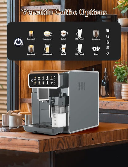 Fully Automatic Espresso Machine, Electric Coffee Grinder with Built-in 3-Level, Self-Cleaning Function 12 Cup for Home/Office