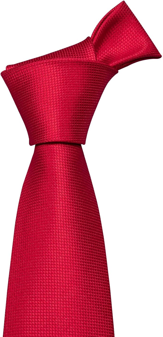 Barry.Wang Tie Sets for Men Silk Solid Necktie Stain Ties Handkerchief Pocket Square Cufflinks Wedding Business Dyed