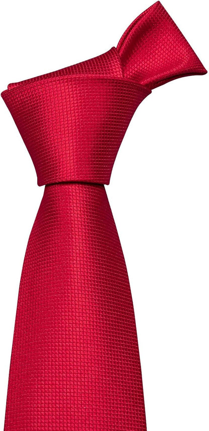 Barry.Wang Tie Sets for Men Silk Solid Necktie Stain Ties Handkerchief Pocket Square Cufflinks Wedding Business Dyed