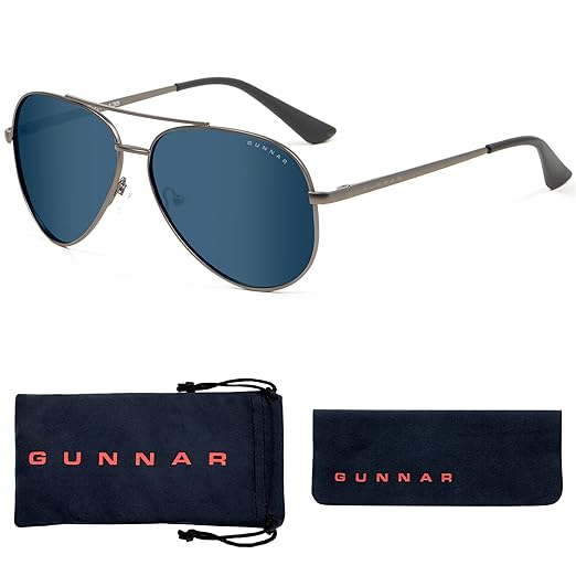 GUNNAR - Premium Gaming and Computer Glasses - Blocks 35-98% Blue Light - Maverick, Gunmetal, Sun Tint
