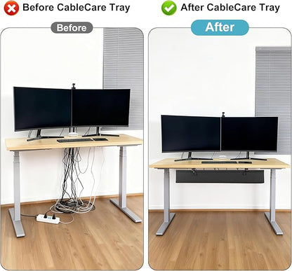 Oxford Cloth Under Desk Cable Management Tray,No-Drill 36" Desk Cable Management Organizer with Clip/Screw Installation,Holds Up to 70 lbs,Fabric Cable Management for Home,Office & Gaming Computer