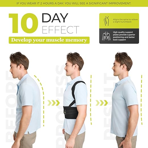 Posture Corrector for Women and Men, Adjustable Upper Back Brace for Posture Hunchback Support and Providing Pain Relief from Neck, Shoulder, and Upper Back (1, Large/XL)