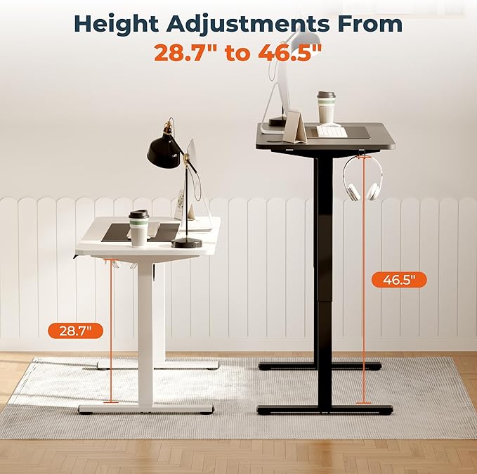 AdjustableStanding Desk 63 x 24 Inch Home Office Desk with Memory Preset, Computer Workstation Splice White Top Frame