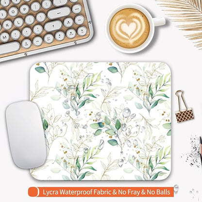 Square Mouse Pad Pretty Leaves, Personalized Premium-Textured Custom Mouse Mat Design, Washable Mousepad Cloth, Non-Slip Rubber Base Computer Mouse Pads for Wireless Mouse