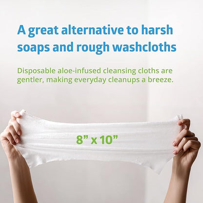 FitRight Personal Cleansing Wipes with Aloe (8x10 inch) | 600 Pieces Moisturizing Body Wipes for Adults Bathing and Incontinence Cleaning | Scented Cloth Adult Wipes for Elderly Care