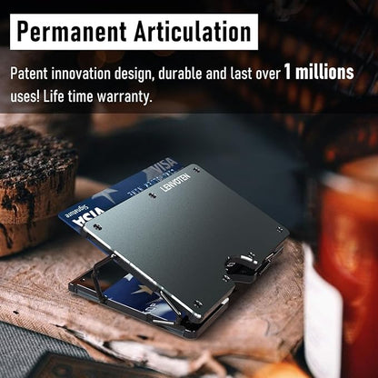 Upgraded Hinged Minimalist Wallet for Men | Slim Metal RFID Blocking Wallet | Credit Card Holder & Money Clip Holds 20 Cards | Premium Scratch-Resistant Finish | Ideal Gift for Men