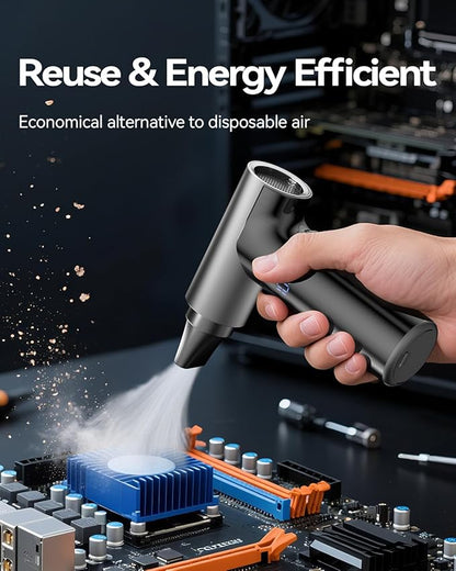 Compressed Air Duster【2025 Upgraded】 200000RPM Super Power Electric Air Duster, 11-Gear Speed Mini Blower with Aluminum Alloy, Cordless Dust Blower for Computer, Keyboard, House, Outdoor, and Car