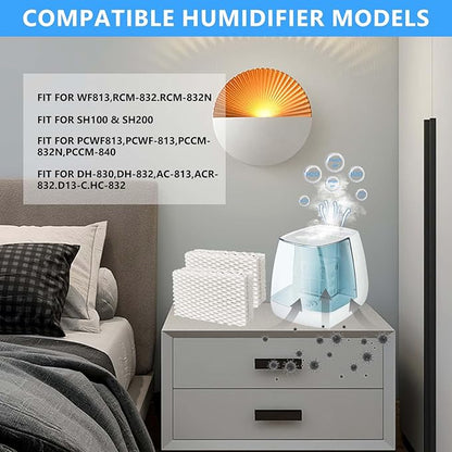 4 Pack Wf813 Eqwf813 Humidifier Filters Compatible with Equate Eqwf813 Eq-2119-Ul, Relion RCM-832 RCM-832N, ProCare PCCM-832N Cool Mist Humidifier Replacement Filter