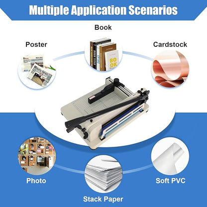 12 in Heavy-Duty Guillotine Paper Cutter, Paper Trimmer, Industrial-Grade Steel Blade, Dual Safety Lock Protective Cover, Cuts Cardstock, Posters Bulk Paper for Office, School Crafting”