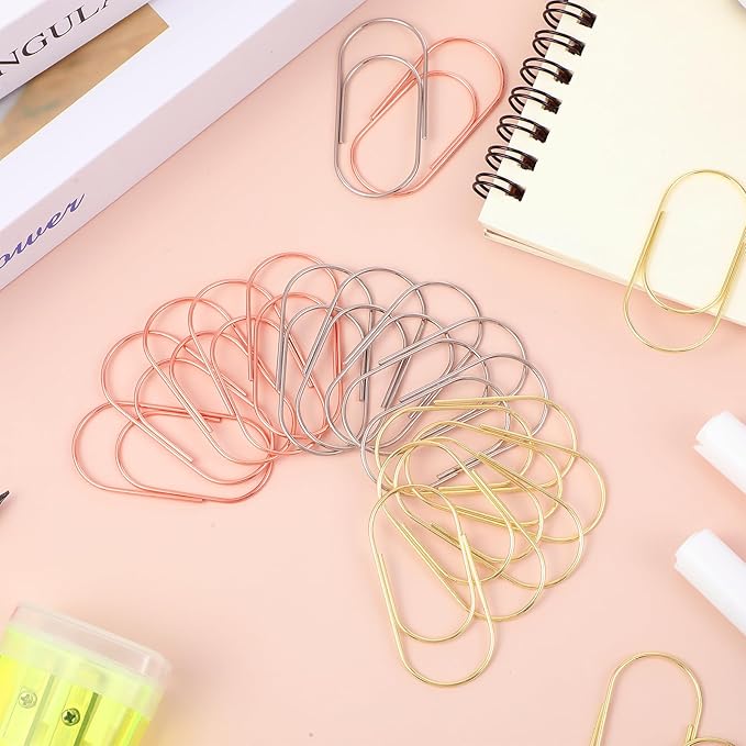 30 PCS 3 Color Large Paperclips Gold Jumbo Paper Clips Huge Paper Clips Smooth Non Skid Multicolored Mega Giant Colored for Office School Document Organizing Big Finish Steel Wire Vinyl Coated