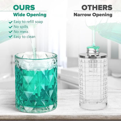 Automatic Soap Dispenser Liquid for Kitchen: 8 OZ Glass Touchless Clear Auto Soap Dispenser for Bathroom - Hand Dish Lotion Home Countertop Kids - Family Couple