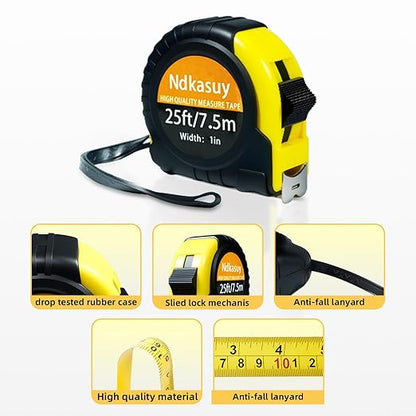 25ft Self-Locking Tape Measure. Dual Metric/Imperial Scales. Durable Carbon Steel, Clear Markings. Perfect for DIY, Construction & Woodworking