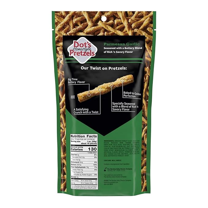 Dot's Pretzels Parmesan Garlic Seasoned Pretzel Twist Snack, 16oz Grocery Sized Bag (Pack of 3)