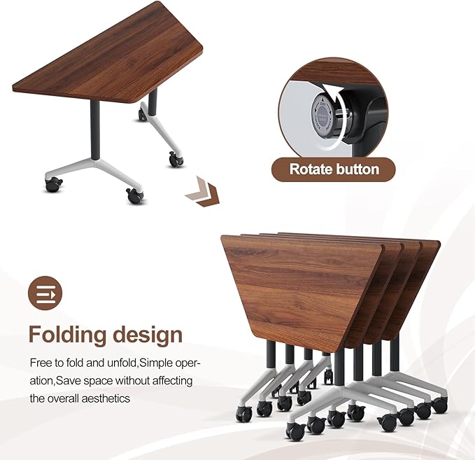 Conference Room Table, Folding Conference Table with Flip-Top Design, Mobile Seminars Dynamic Meetings Training Tables for Offices, Classrooms, and Meeting Room (8, X1915-T, 70.8)