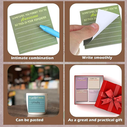 Yinder 48 Pcs Employee Appreciation Sticky Notes Xmas Gift Bulk Motivation Note Pads Mini Inspirational Note Gift for Teacher Nurse Staff Coworker Office Supply 3 x 3'' (Appreciation, Morandi)