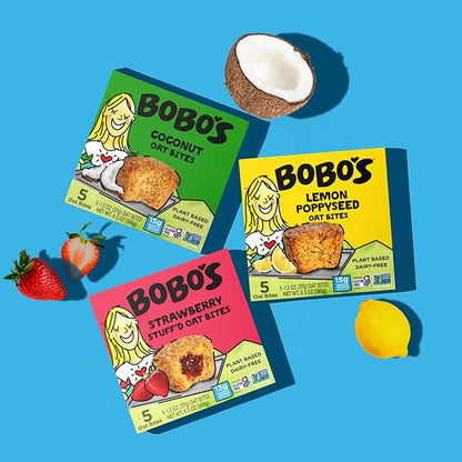 Bobo's Oat Bites, Coconut, 1.3 oz Bites (30 Pack Box), Gluten Free Whole Grain Snack, Vegan On-The-Go