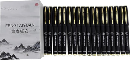 Fengtaiyuan 038P18, Black Gel Ink Rollerball Pens - Comfortable Non-Slip Grip, Black Ink, Ultra Fine, 0.38mm, Quick-Drying Ink, 18-Piece Box (038P18)