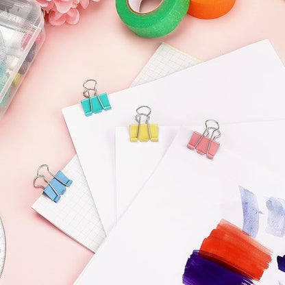 ZZTX Binder Clips Small Size Paper Clamps Clips Assorted Color, 1.0 Inches, 48 Pieces
