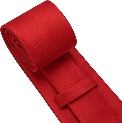 PenSee Men's Tie Set Solid Pure Color 3.15" (8CM) Classic Formal Plain Necktie and Pocket Square Set For Men