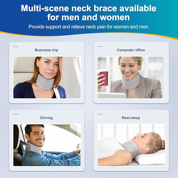 CozyHealth Neck Brace for Neck Pain and Support, Soft Neck Support Relieves Pain & Pressure in Spine for Women & Men, Wrap Align Stabilize Vertebrae Foam Cervical Collar for Sleeping (Grey, XS, 2.5" Middle Height)