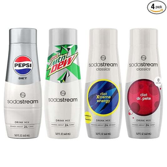 SodaStream Pepsi, MTN Dew, Energy & Dr. Pete Variety Pack, Diet, 440ml pack of 4