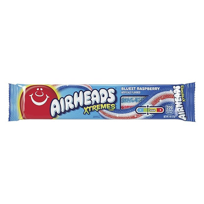 Airheads Xtremes Belts Holiday Candy, Chewy Candy Package, Christmas Stocking Stuffers for Adults & Kids, Bluest Raspberry Fruit Flavor Artificially Flavored, 2 Ounces (18-Pack)