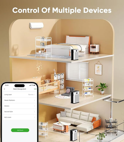 FRESHDEW Air Purifier for Home Up to 2300ft² With H14 True HEPA Smart WiFi Control & Double-Sided Intake | 22dB Ultra Quiet for Bedroom/Pet Homes | Removes Smoke, Odors, Pollen, Dust, Dander