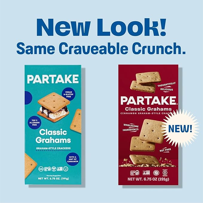 Gluten Free Partake Crunchy Cookie & Cracker Variety Pack (Chocolate Chip, Classic Graham Cracker, Vanilla Wafer) - Vegan - Free From the Top 9 Allergens Including Dairy, Wheat, Soy, Eggs, & Peanuts - Non GMO - Safe School & Office Snack (3 Pack, 5.5oz...