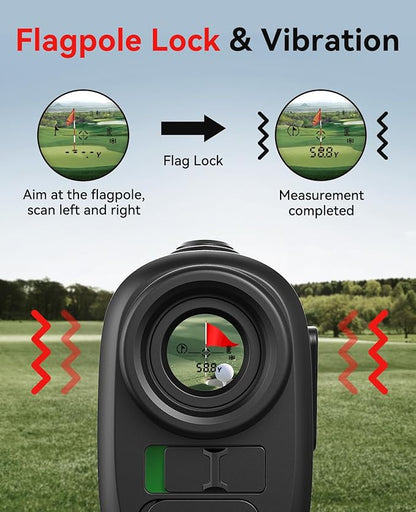 Range Finder Golf, 1200 Yards Rangefinder with Slope, Magnetic Stripe, 7X Magnification, IP54 Water Resistant, Rechargeable Battery, Flag Pole Locking Vibration, Golf Accessories for Men Women