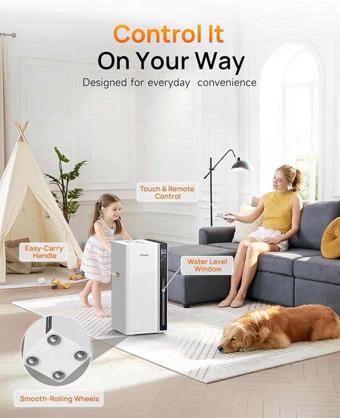 Mifasol Humidifier Large Room, 5.3Gal/20L Warm & Cool Mist Humidifiers for Home 1500 sq ft, Whole House Humidifier, Humidifiers for Bedroom Home Plants Office Large Areas, White