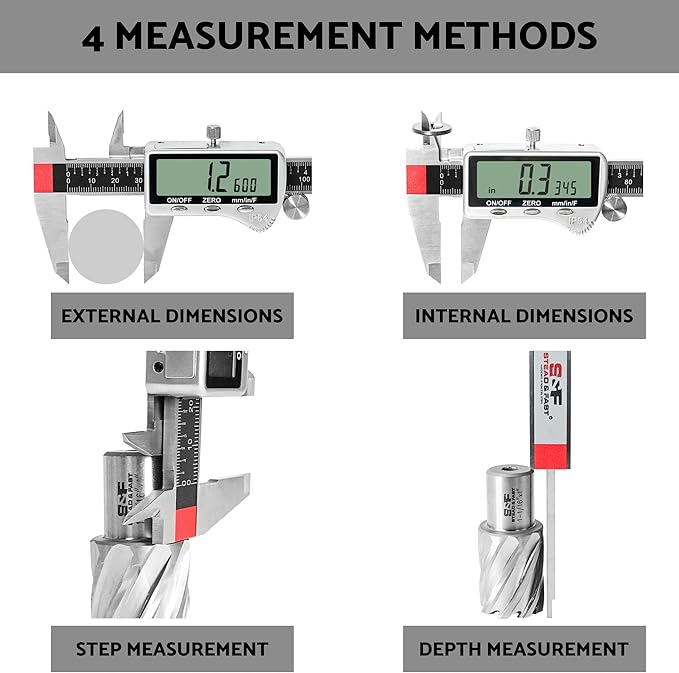 Digital Caliper Measuring Tool 6 inch with Extra Large LCD Screen DCXD6-SS-54, Vernier Caliper Digital Micrometer IP54, Measures Inch Metric Fraction by S&F STEAD & FAST