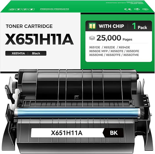 X651H11A Black Toner Cartridge with Chip High Yield 1-Pack Replacement for Lexmark X651H11A Toner Compatible with Lexmark X651DE X652DE X654DE X656DE X656DTE X658DFE X658DME X658DTFE X658DTME Printer
