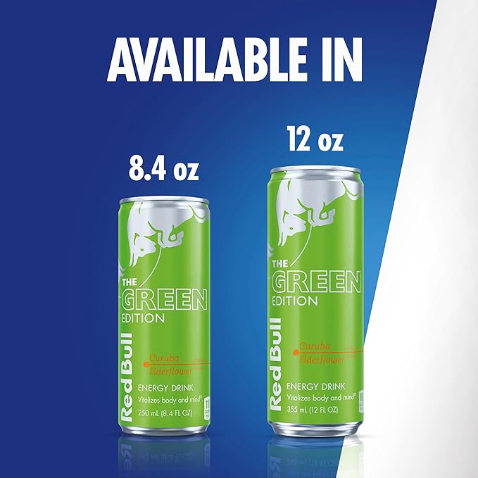 Red Bull Green Edition Curuba Elderflower Energy Drink, 12 Fl Oz, 24 Cans (6 Packs of 4)