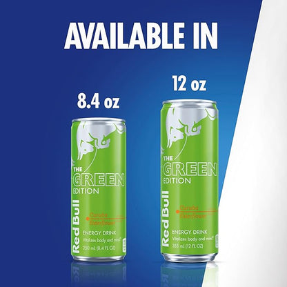 Red Bull Green Edition Energy Drink, Curuba Elderflower, with 80mg Caffeine plus Taurine & B Vitamins, 8.4 Fl Oz, Pack of 24 Cans