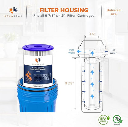 Aquaboon 5 Micron Pleated Sediment Water Filter 10 x 4.5 Cartridge - Whole House Water Filter Replacement - Whole House Water Filters Cartridges Compatible with Well Filters FXHSC, R50-BBSA, 20-Pack