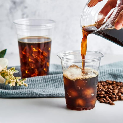 Lilymicky 1000 Pack 12 oz Clear Plastic Cups, PET Disposable Drinking Cups, Crystal Clear, Perfect for Ice Coffee, Smoothie, Soda, or Any Cold Drinks