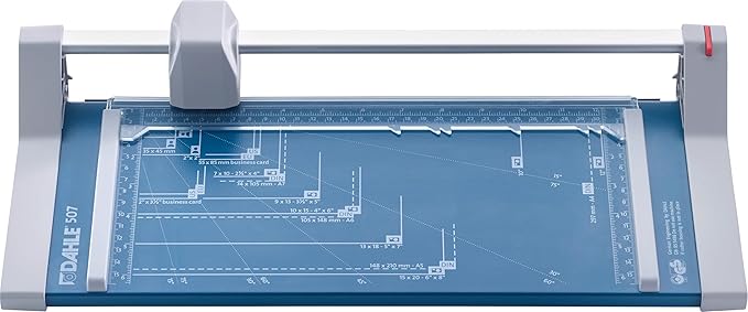 Dahle 507 Personal Rotary Trimmer, 12" Cut Length, 7 Sheet Capacity, Self-Sharpening, Automatic Clamp, German Engineered Paper Cutter