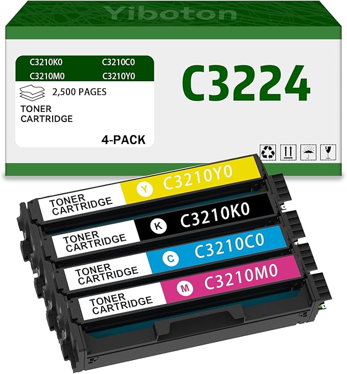 High Yield C3224 MC3426 C3210K0 C3210C0 C3210M0 C3210Y0 Toner Cartridge Compatible for Lexmark C3224 MC3426 MC3326 C3326 C3426 MC3224 C3326dw C3224dw MC3224adwe MC3326i Printer (4-Pack)