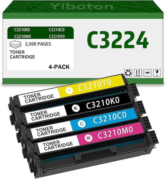 High Yield C3224 MC3426 C3210K0 C3210C0 C3210M0 C3210Y0 Toner Cartridge Compatible for Lexmark C3224 MC3426 MC3326 C3326 C3426 MC3224 C3326dw C3224dw MC3224adwe MC3326i Printer (4-Pack)