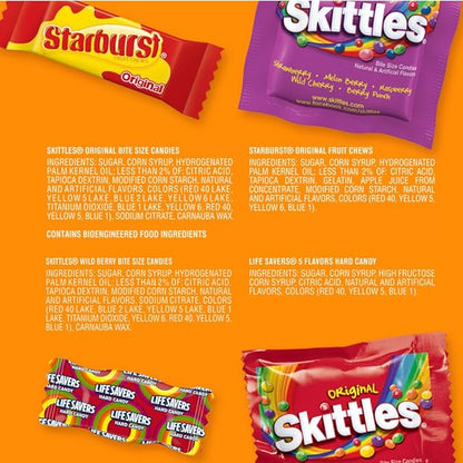 SKITTLES Original, SKITTLES Wild Berry STARBURST & LIFE SAVERS Hard Candy Fun Size Fruity Candy Assortment, 135 Ct Bulk Bag Christmas Candy