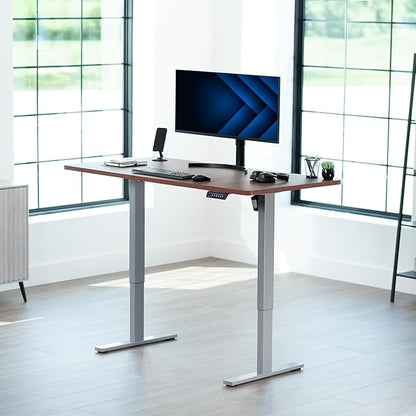 VIVO Electric 60 x 30 in Standing Desk, Memory Height Adjustment, 1B Series, Dark Walnut Top Gray Frame, DESK-KIT-1G6D-30
