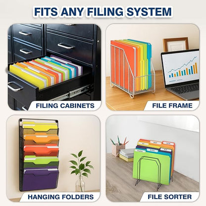 H4D 30 Pack Colored File Folders, Plastic Manila Folders with 1/3-Cut Tabs, Letter Size Home School Office Supplies for Document Filing, 6 Colors