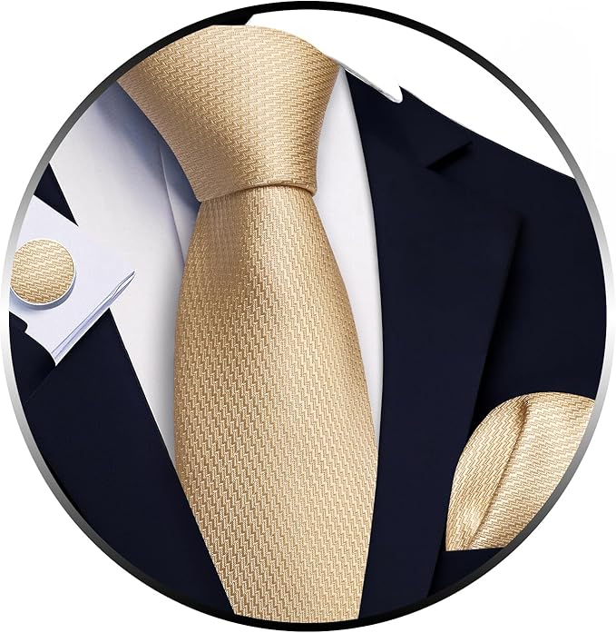Barry.Wang Tie Sets for Men Silk Solid Necktie Stain Ties Handkerchief Pocket Square Cufflinks Wedding Business Dyed