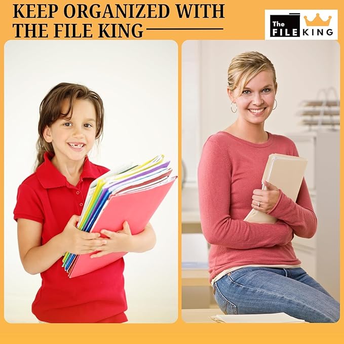 The File King Three Divider Pressboard Classification Light Blue File Folder - Letter Size | Box of 10 | 2/5 ROC Top Tab | 3” Expansion | Eight 2-Inch Fastener Prongs | Made in USA