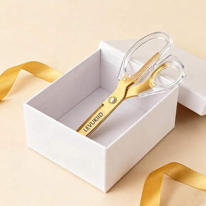 9 Inch All Purpose Scissors for Adults - Ins Style Clear Resin Handle, 2Cr13 Stainless Steel Sharp Blade - Ideal for Fabric Crafts